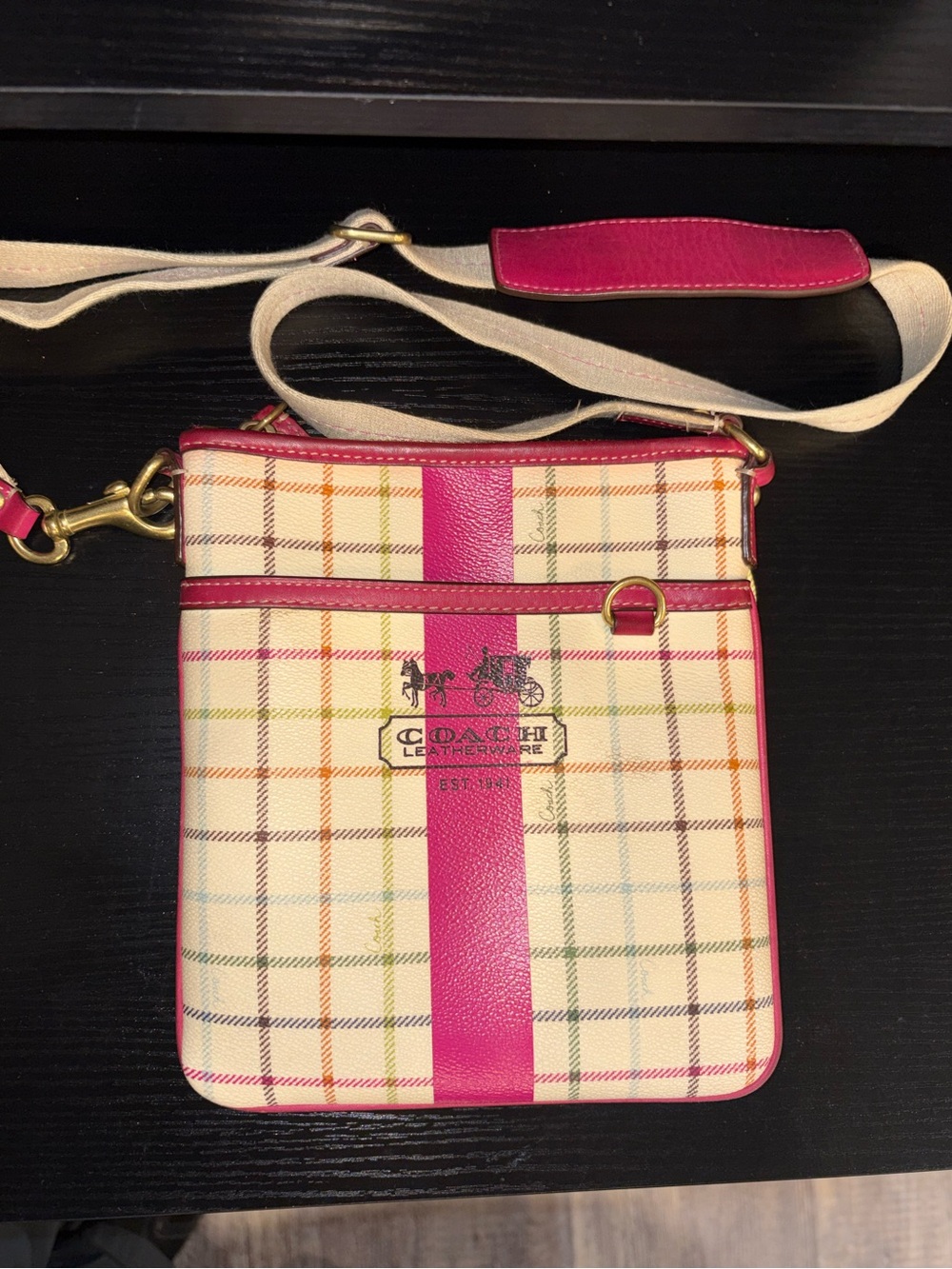 Authentic Coach Poppy Tartan Plaid Crossbody Swingpack Bag